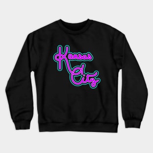 Vintage Kansas City Teal And Purple Hand Drawn Script For KCMO Locals Crewneck Sweatshirt